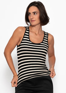 Striped tank top - black-off-white