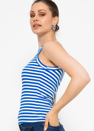 Gestreiftes Top, blau/weiß