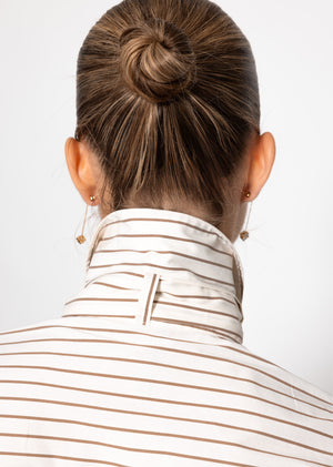 Striped flared blouse - beige
