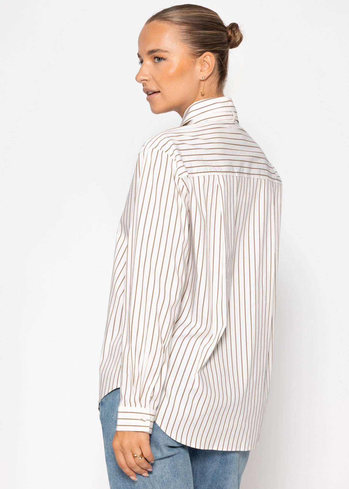 Striped flared blouse - beige