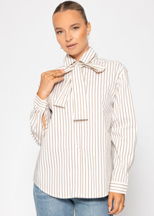 Striped flared blouse - beige