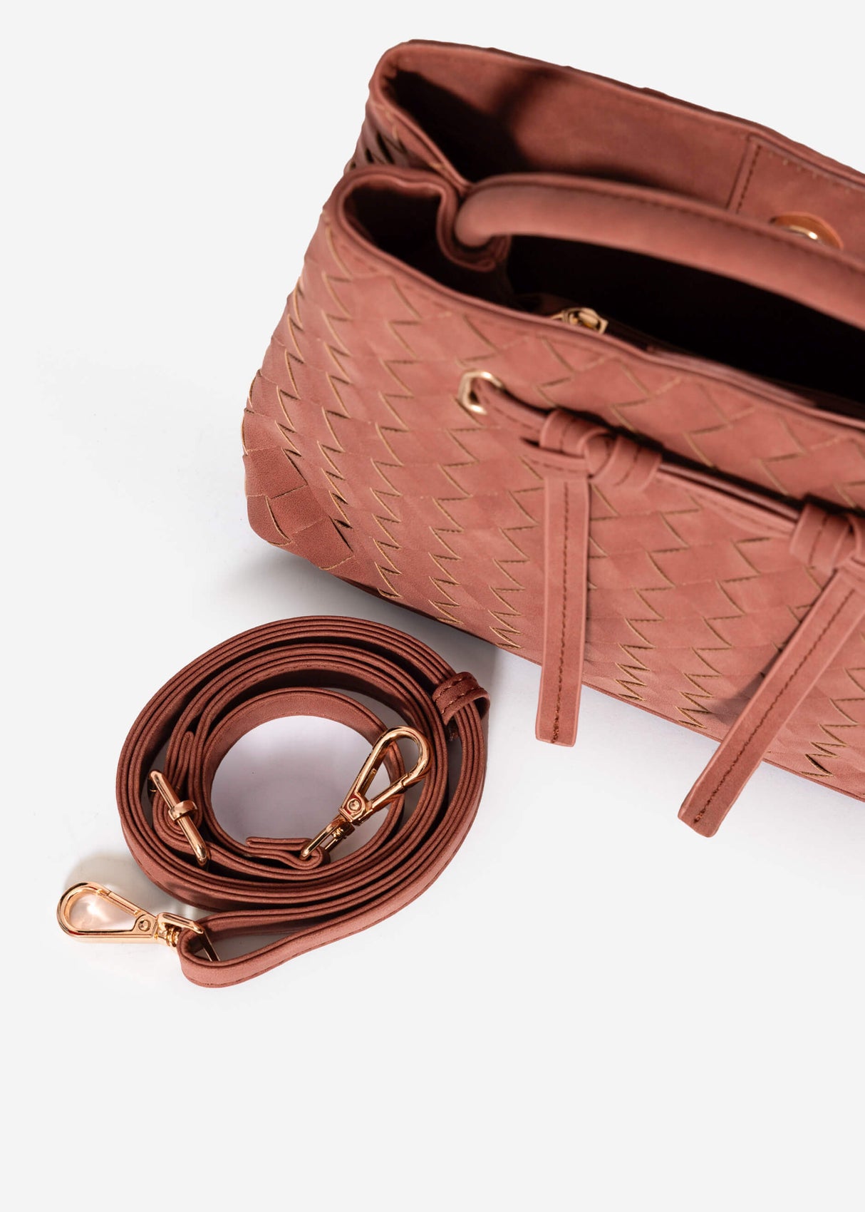 Woven handbag - mauve