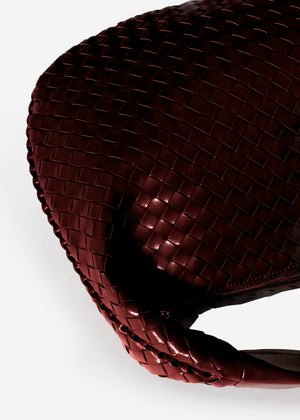 Woven shoulder bag - burgundy