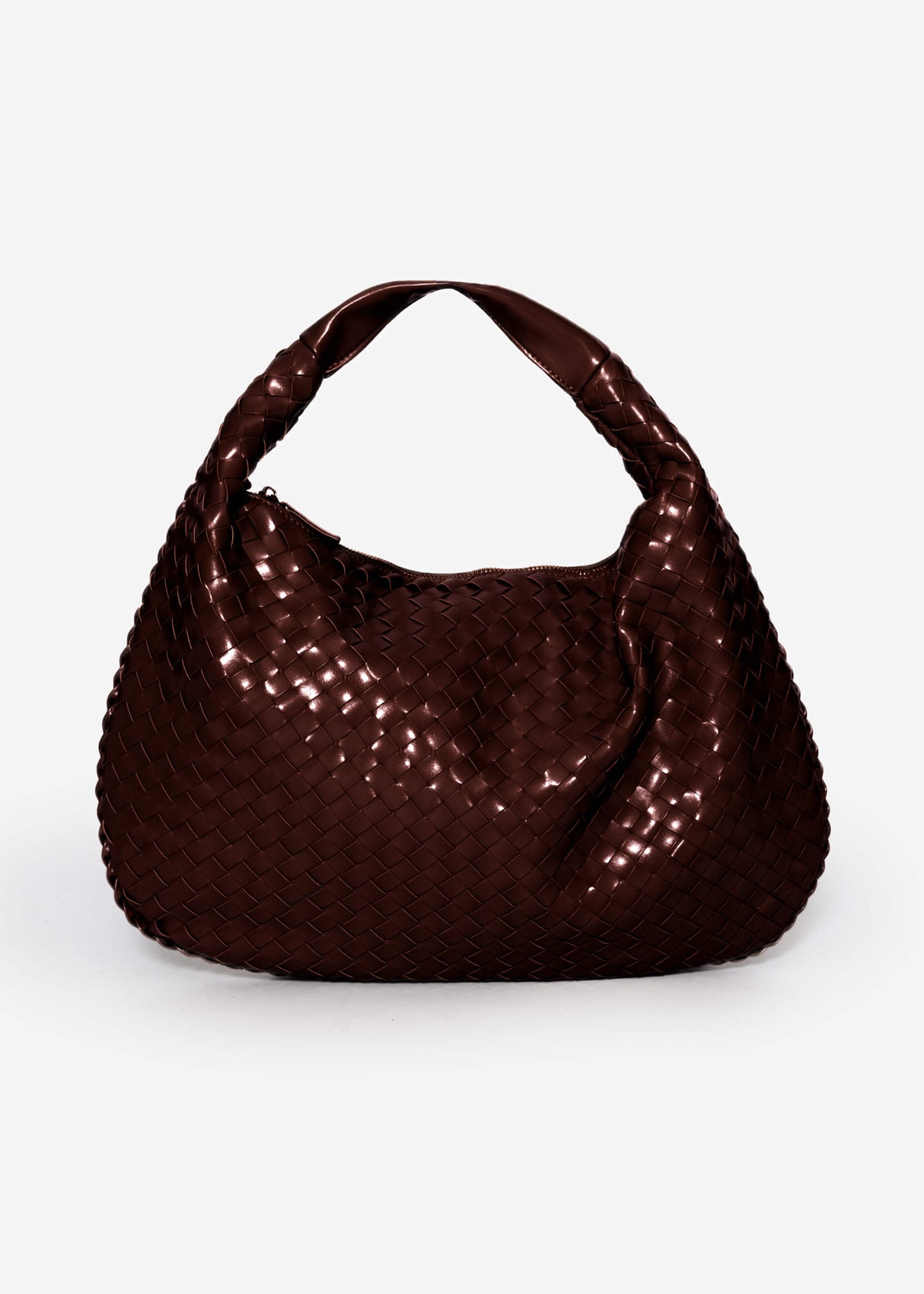 Woven shoulder bag - burgundy