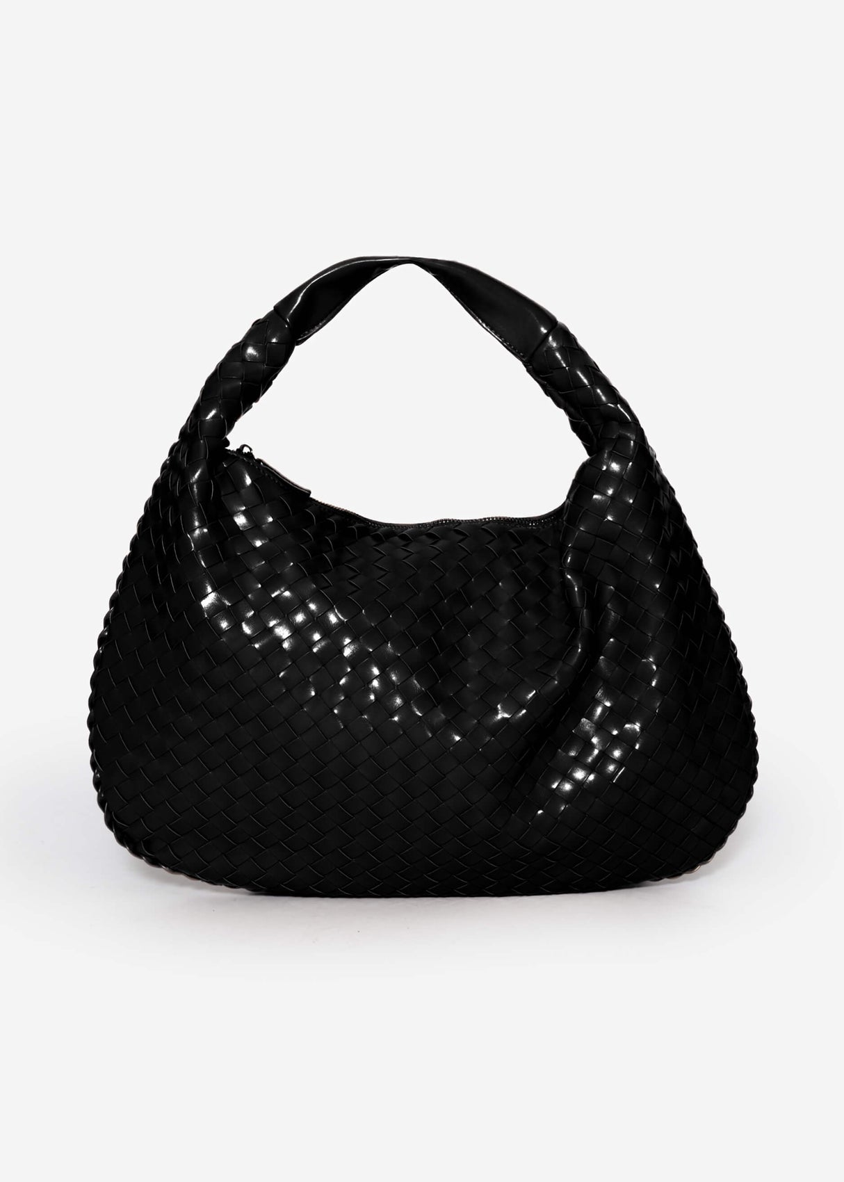 Woven shoulder bag - black