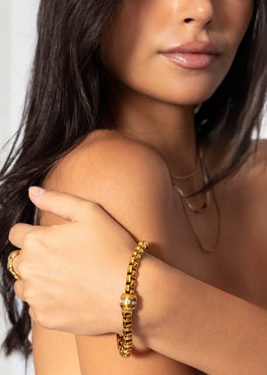 Gliederarmband mit funkelndem Detail - gold