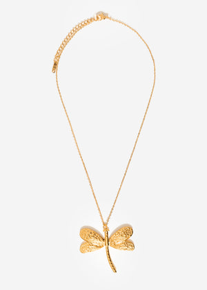 Halskette mit Libellen-Anhänger - gold