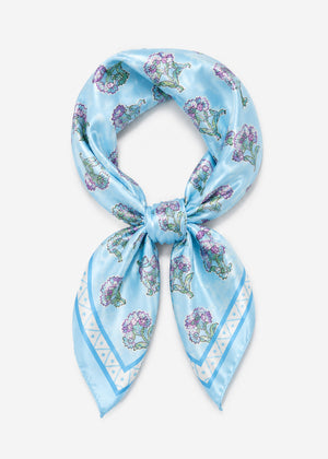 Halstuch mit Blümchen-Print - hellblau