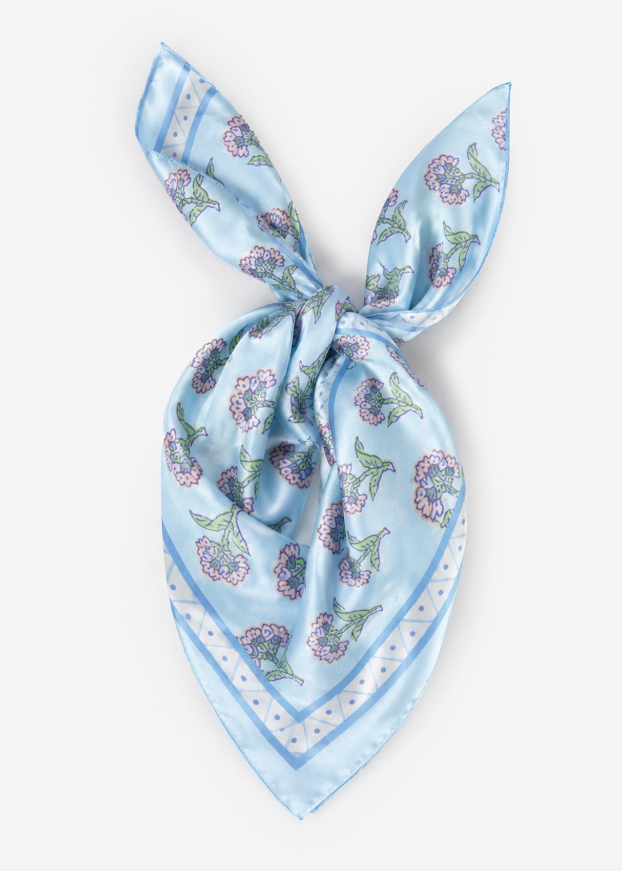 Halstuch mit Blümchen-Print - hellblau