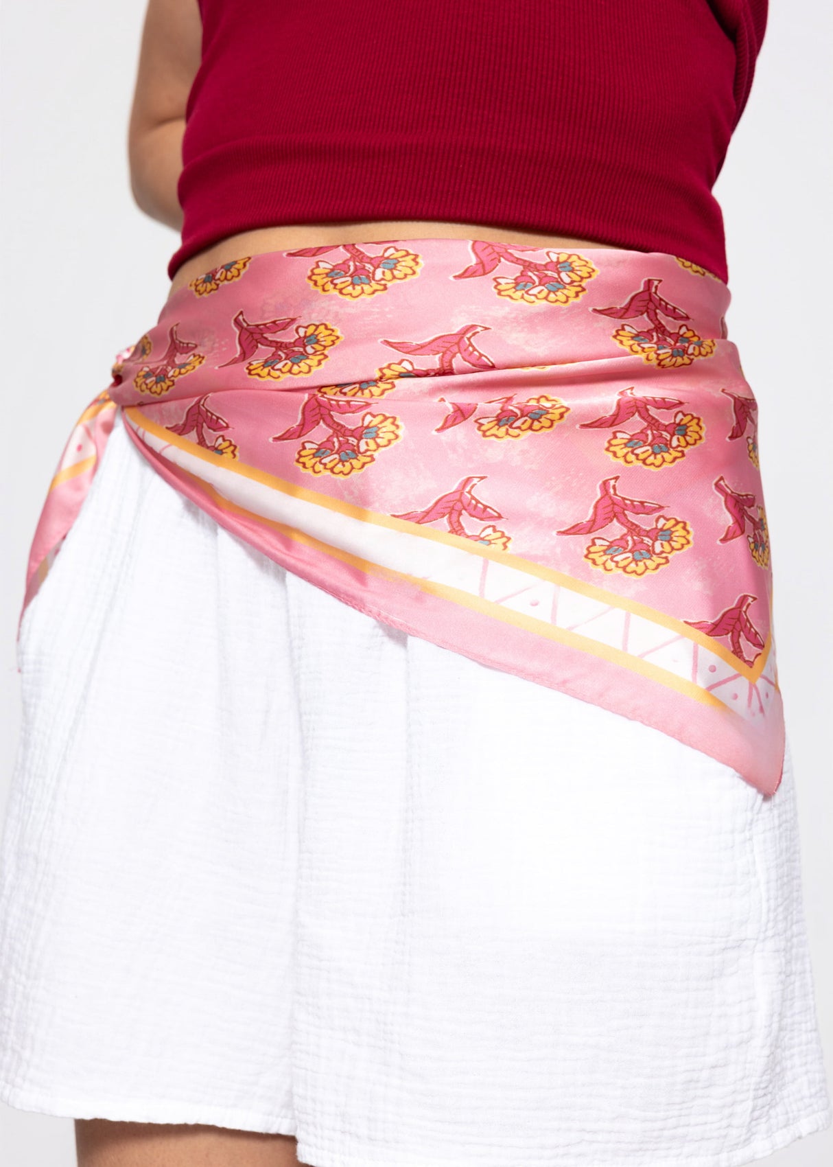 Halstuch mit Blümchen-Print - rosa