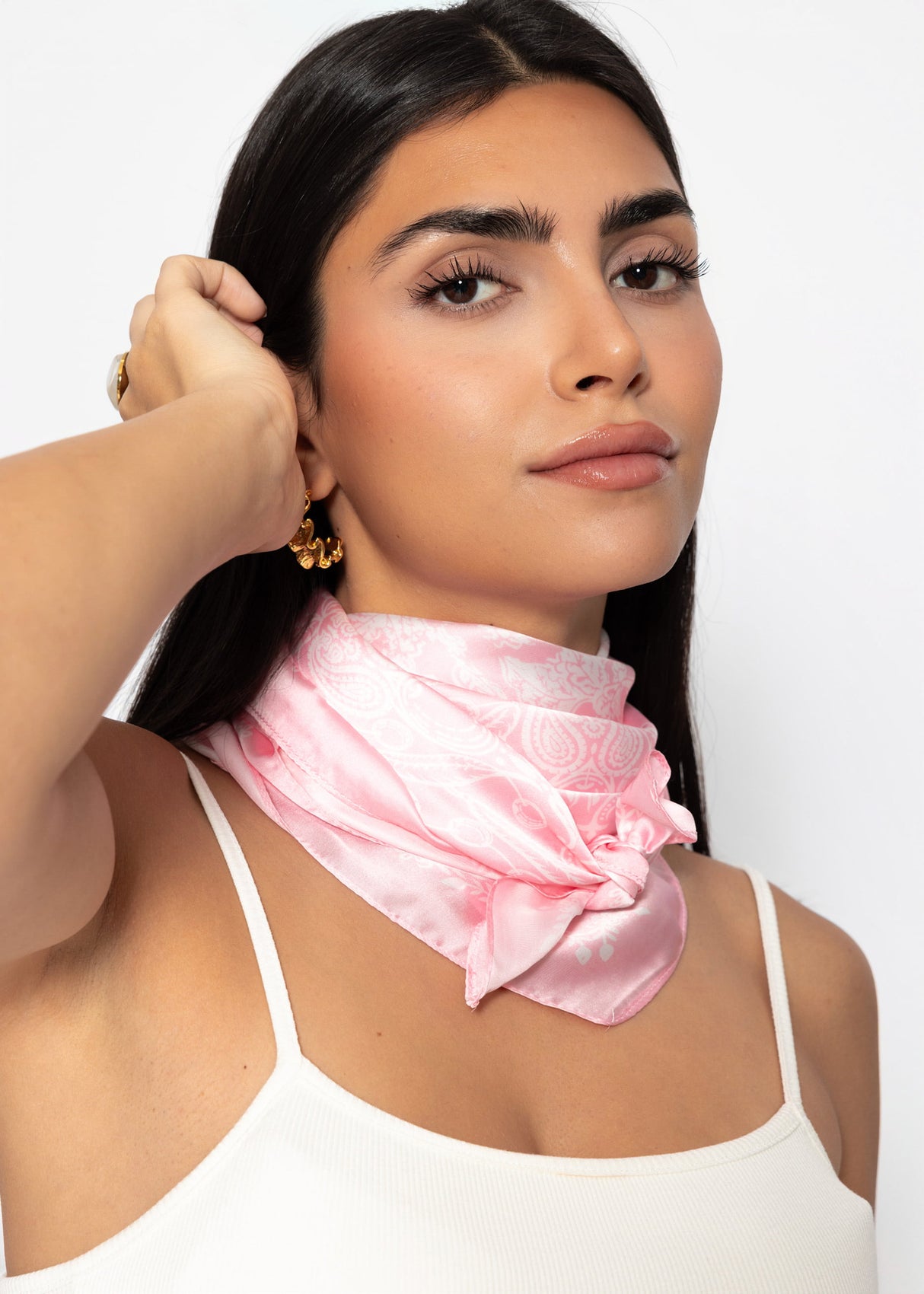 Halstuch mit Blütenprint - rosa