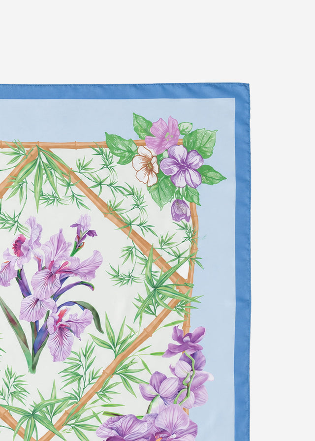 Halstuch mit Blumen-Print - blau