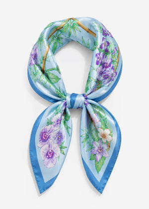 Halstuch mit Blumen-Print - blau