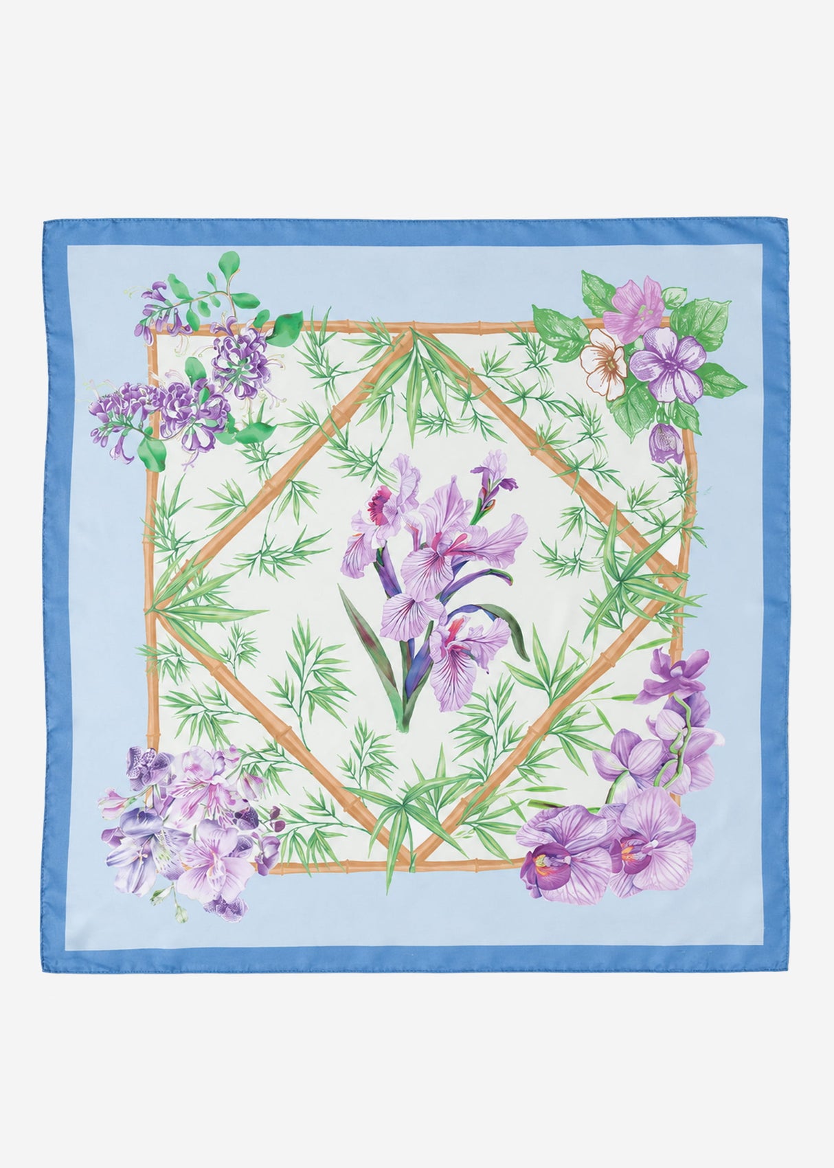 Halstuch mit Blumen-Print - blau