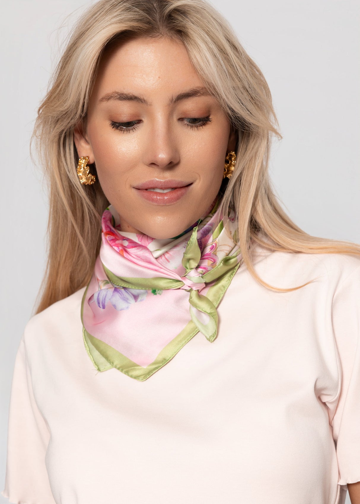 Halstuch mit Blumen-Print - rosa
