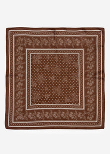 Halstuch mit Blumenbordüre - braun