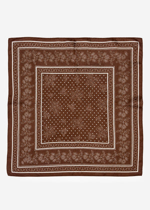 Halstuch mit Blumenbordüre - braun