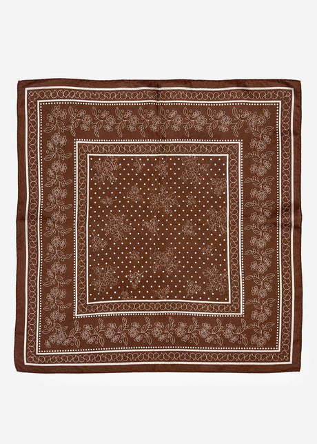 Halstuch mit Blumenbordüre - braun von SASSYCLASSY