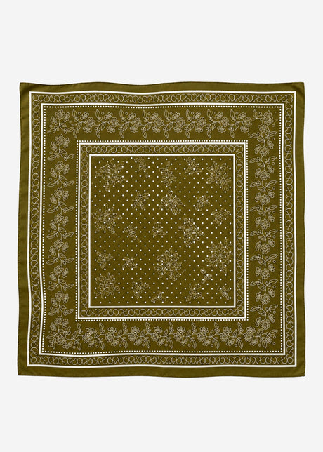 Halstuch mit Blumenbordüre - khaki von SASSYCLASSY