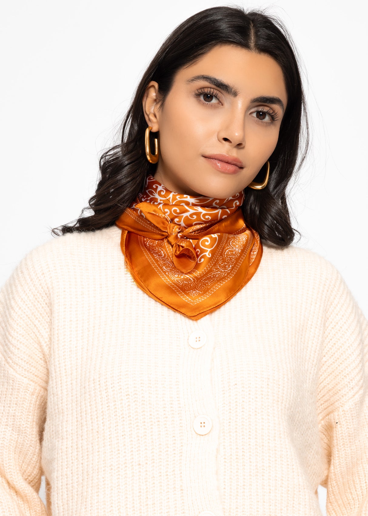 Neck towel with filigree print - orange