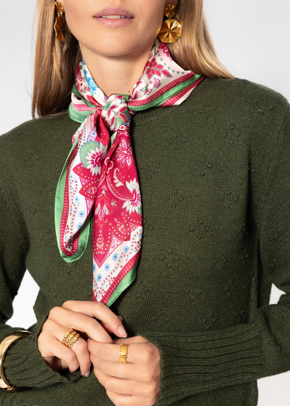 Halstuch mit floralem Paisley-Muster - rosa