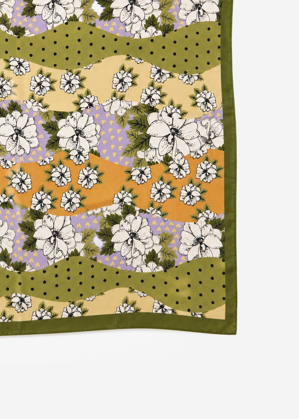 Halstuch mit floralem Patchwork-Design - khaki
