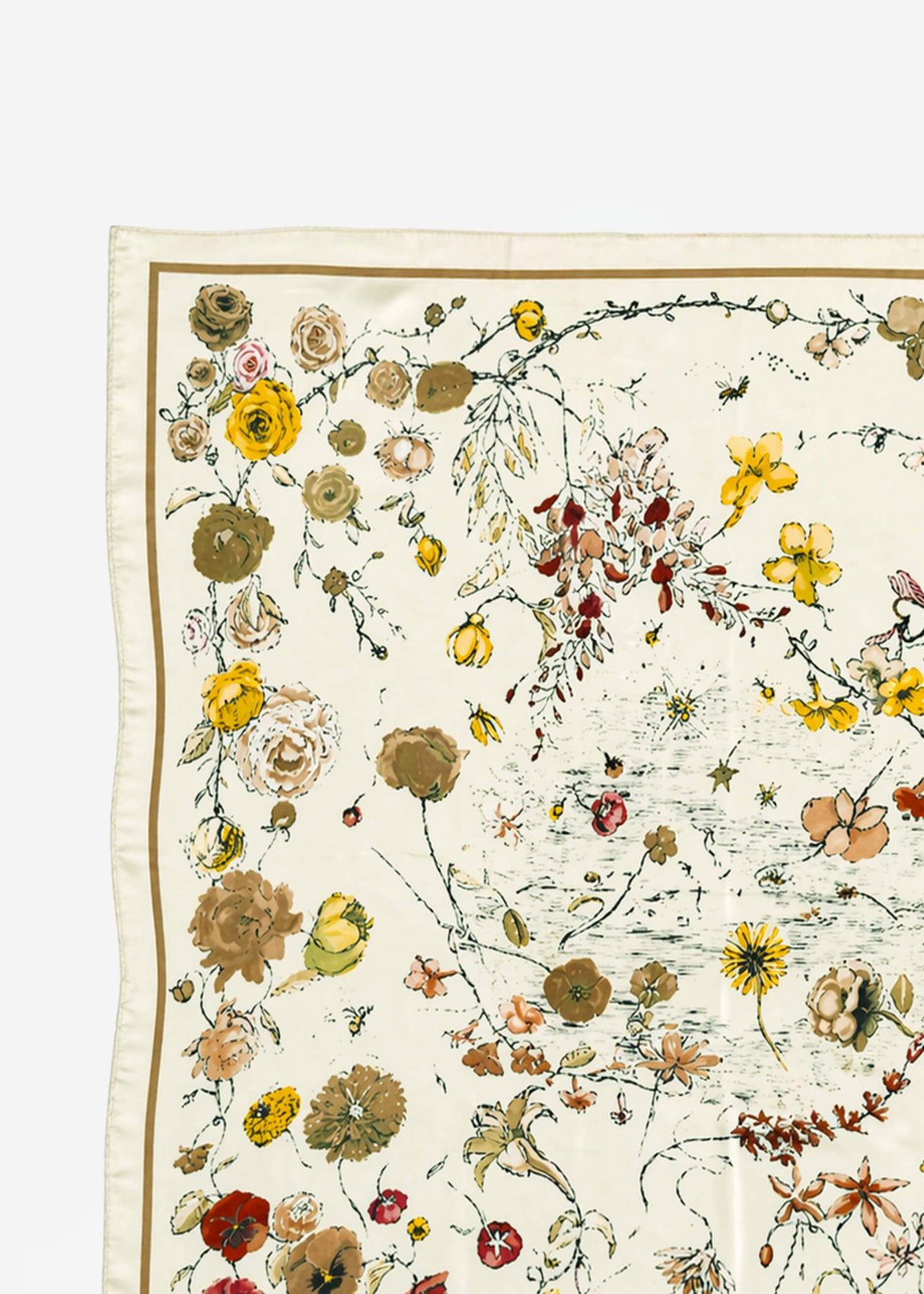 Halstuch mit floralem Print - beige