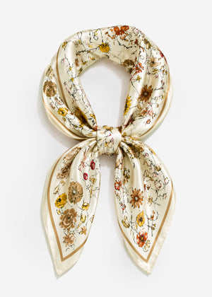 Halstuch mit floralem Print - beige
