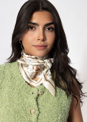 Halstuch mit floralem Print - beige