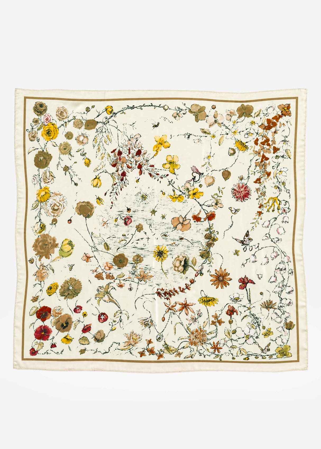 Halstuch mit floralem Print - beige