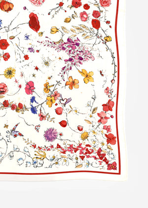 Halstuch mit floralem Print - weiß