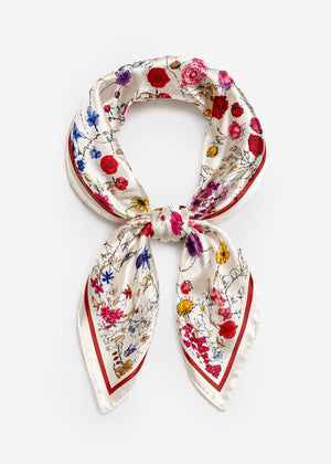 Halstuch mit floralem Print - weiß