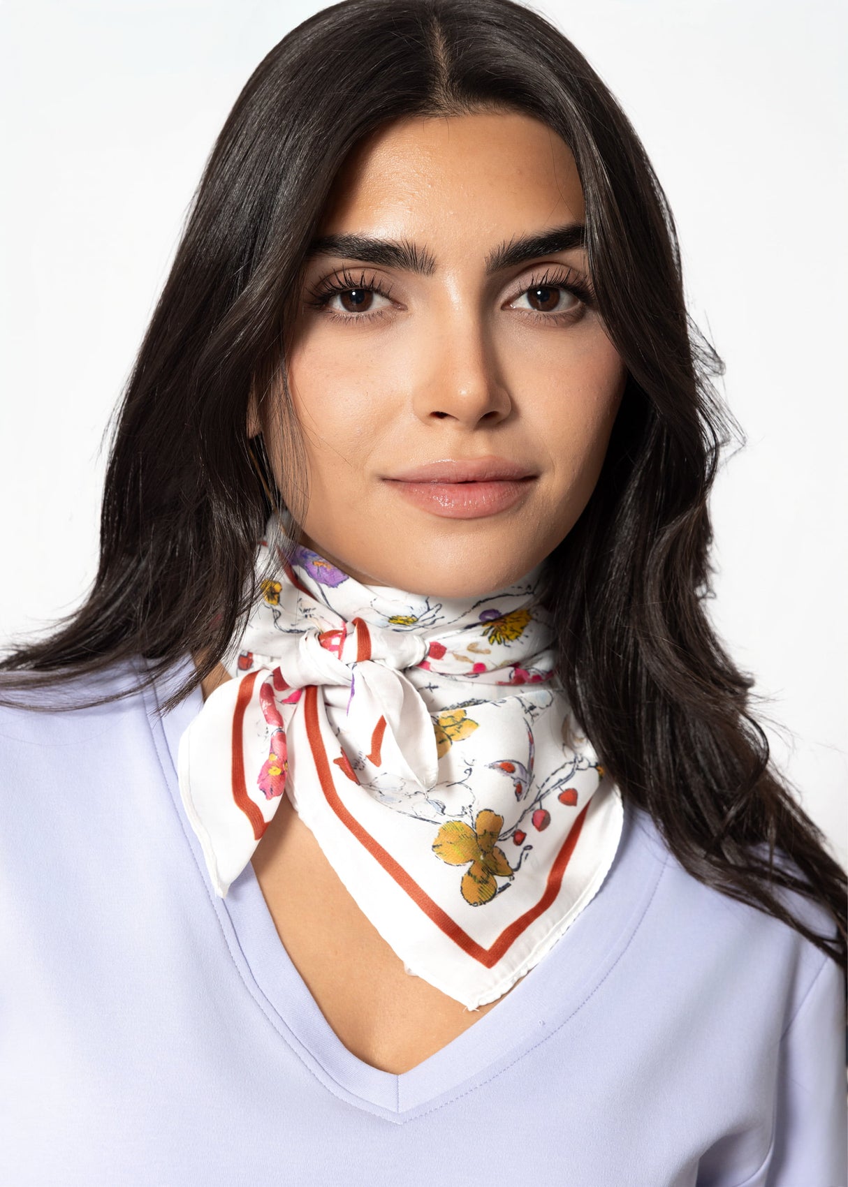 Halstuch mit floralem Print - weiß