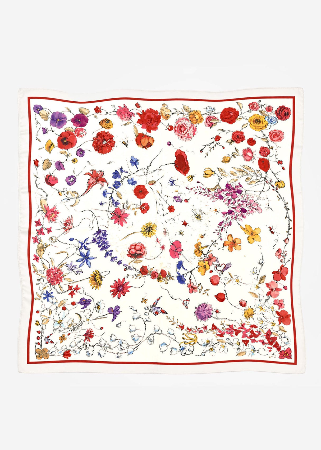 Halstuch mit floralem Print - weiß