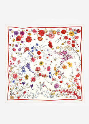 Halstuch mit floralem Print - weiß