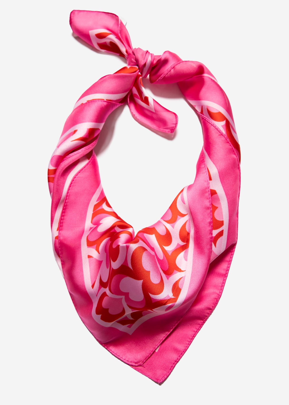 Scarf with heart print - pink