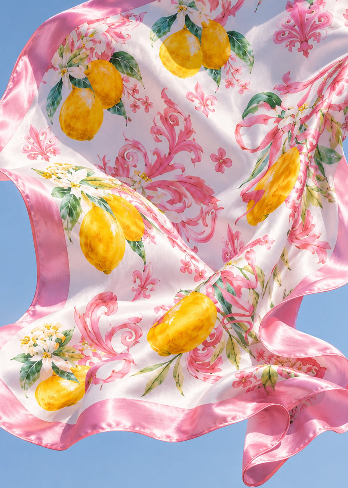 Halstuch mit Lemon-Print - rosa