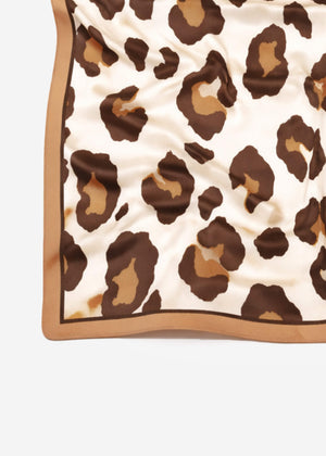 Halstuch mit Leo-Print - beige