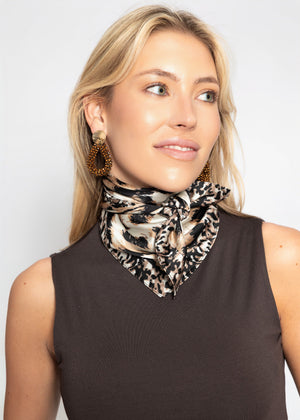 Halstuch mit Leoparden-Print - hellbeige