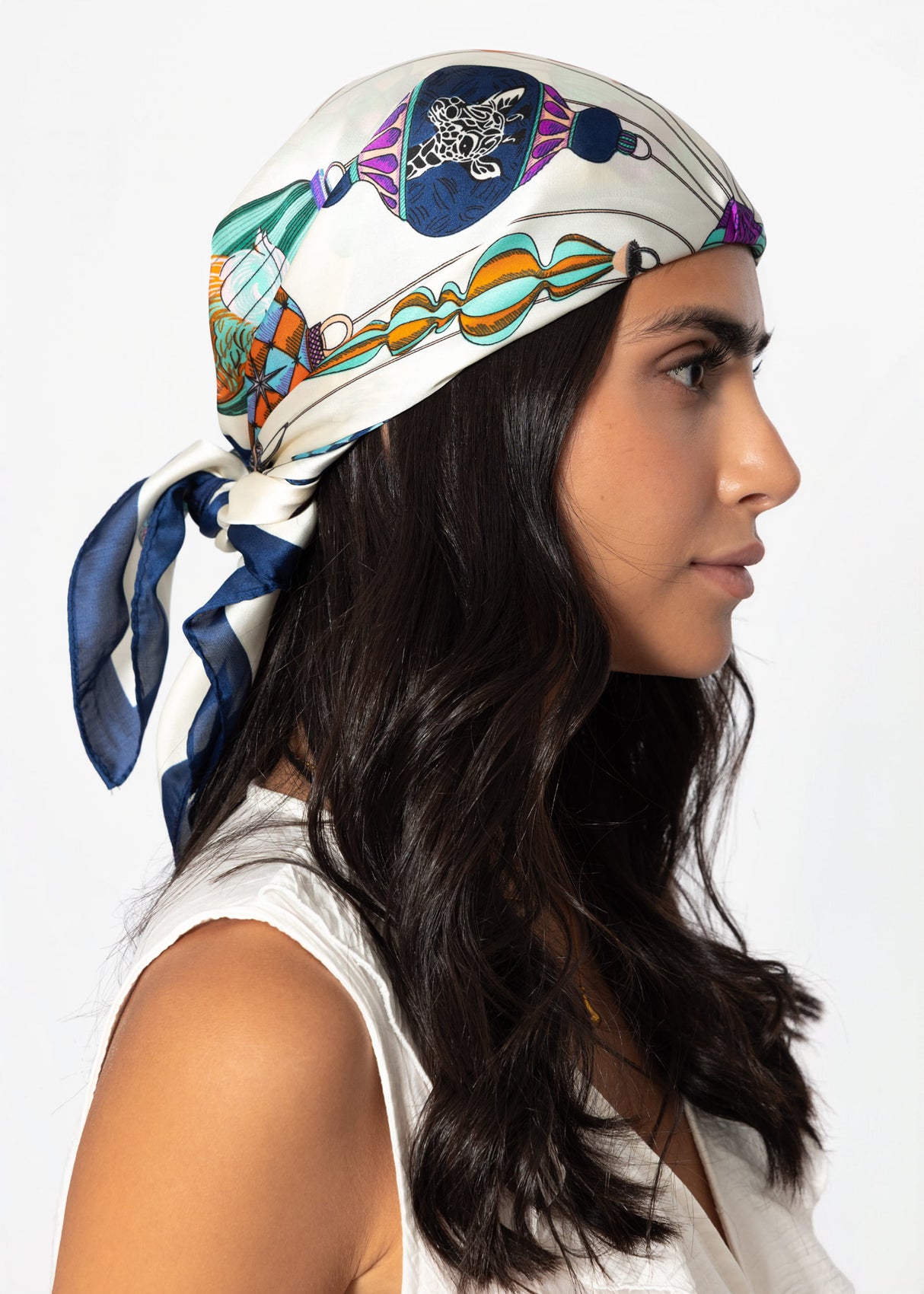 Halstuch mit Ornament-Muster - blau