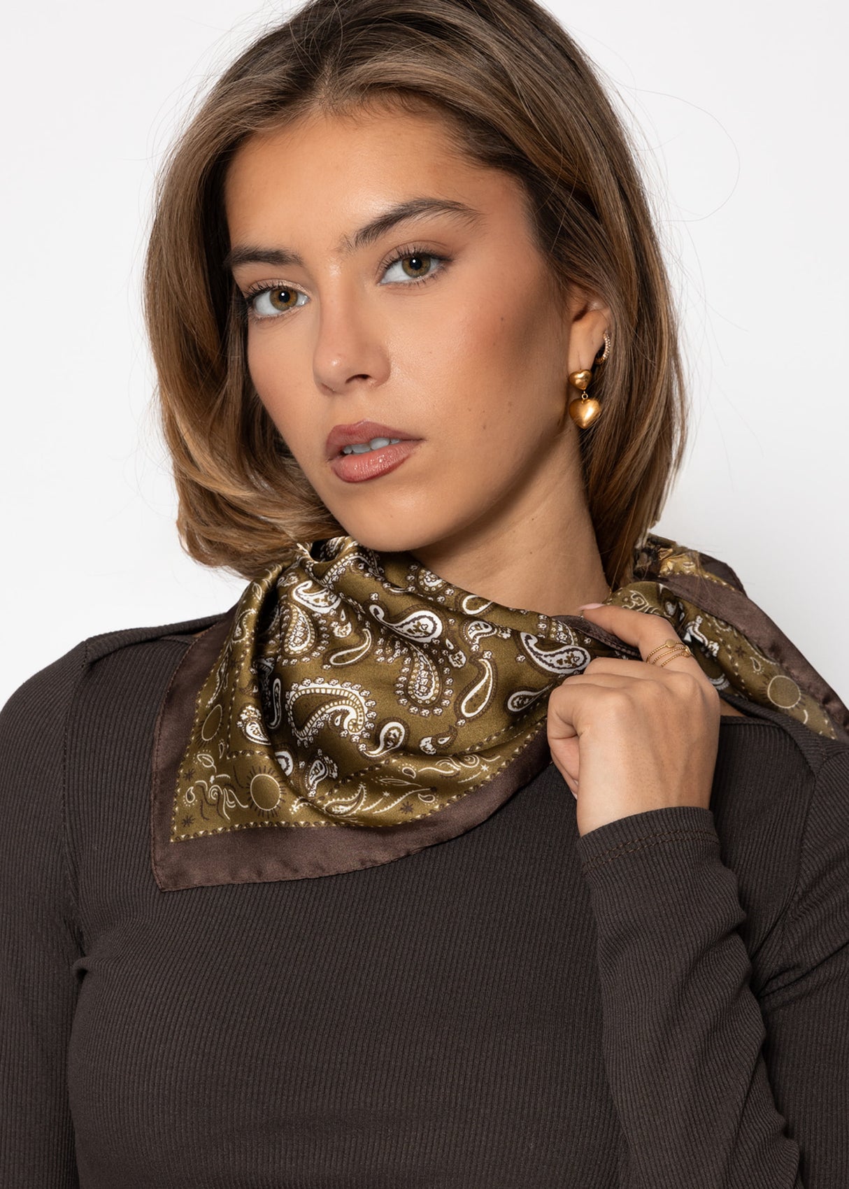Paisley print scarf - khaki