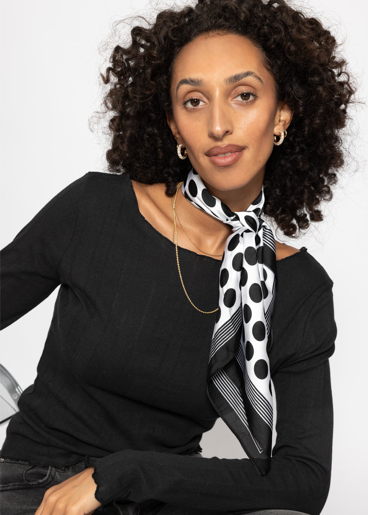 Polka Dot Scarf - White