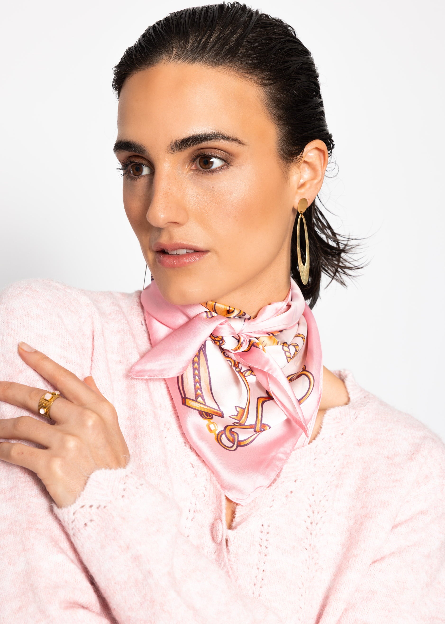 小物 mame Hand Printed Silk Scarf - pink Printed scarf - pink – SASSYCLASSY