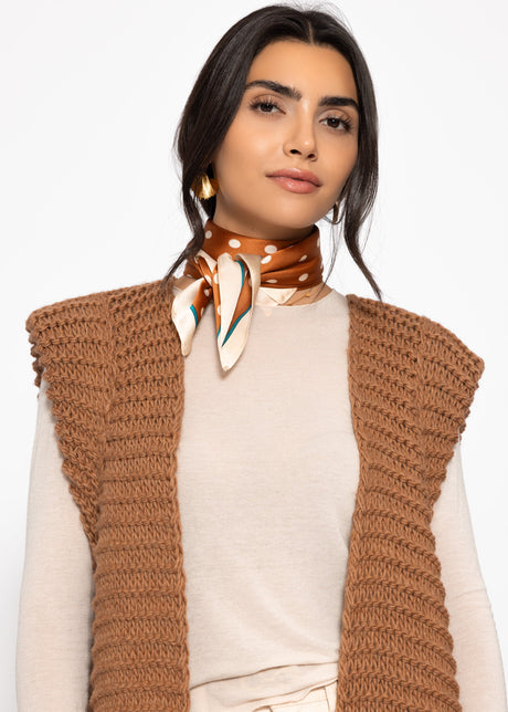 Neckerchief with polka dots - brown-off-white