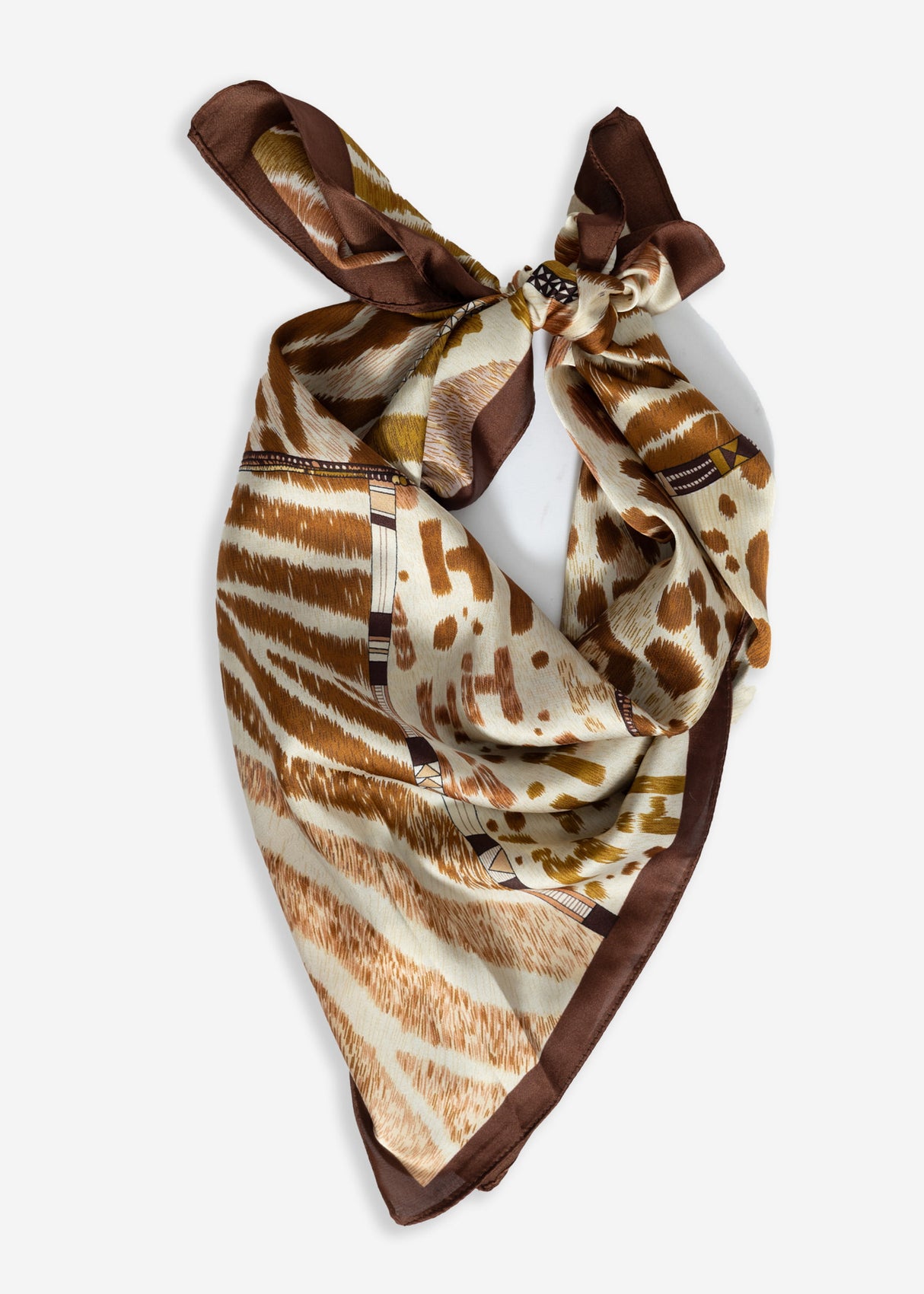 Neck towel with different animal prints - brown