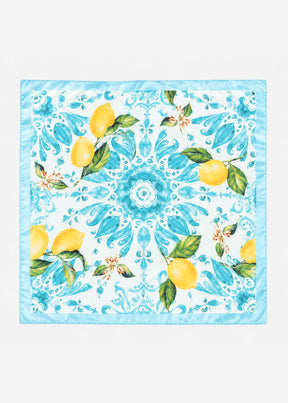 Halstuch mit Zitronen-Print - blau