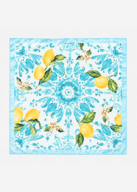 Halstuch mit Zitronen-Print - blau