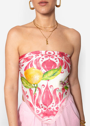 Halstuch mit Zitronen-Print - pink