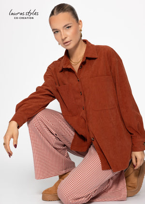 Corduroy shirt jacket - rust red