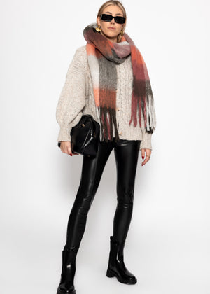 High-Rise Thermo Kunstleder Leggings mit Nähten - schwarz